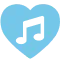 blaues Icon mit Musiknoten